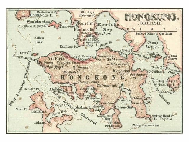 Antieke kaart van Hong Kong