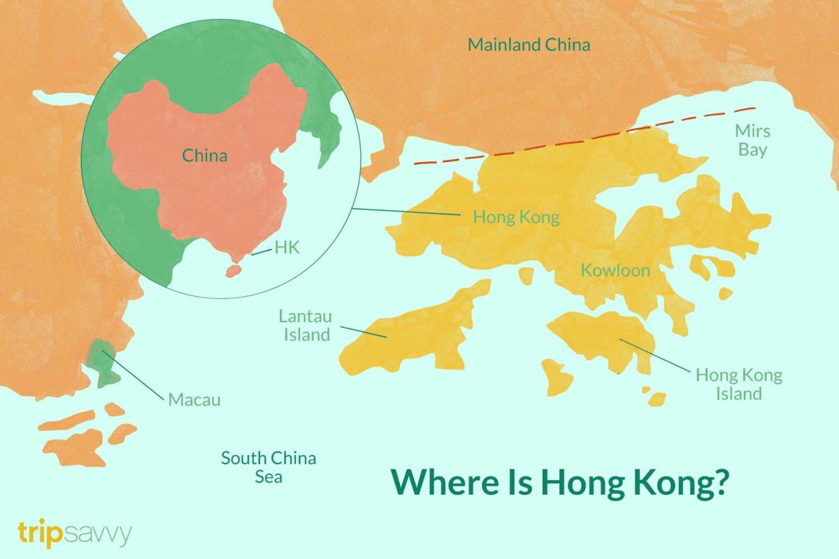 Hong Kong op de kaart van China