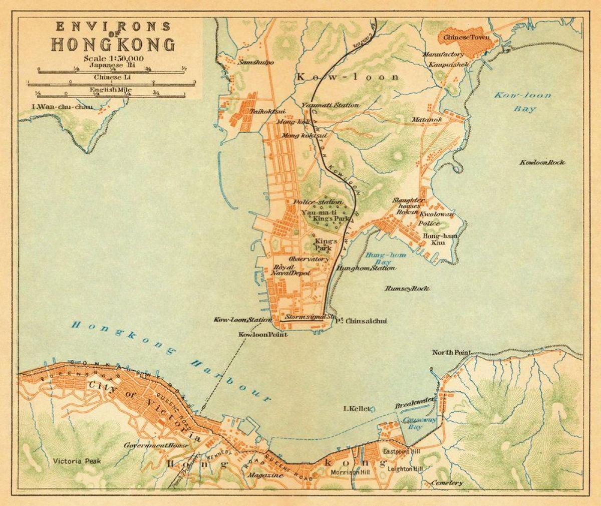 Historische kaart van Hongkong