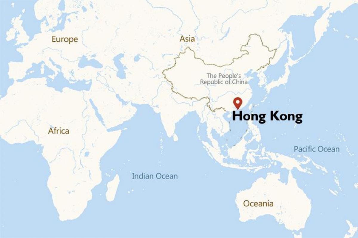 Locatie Hong Kong op de wereldkaart