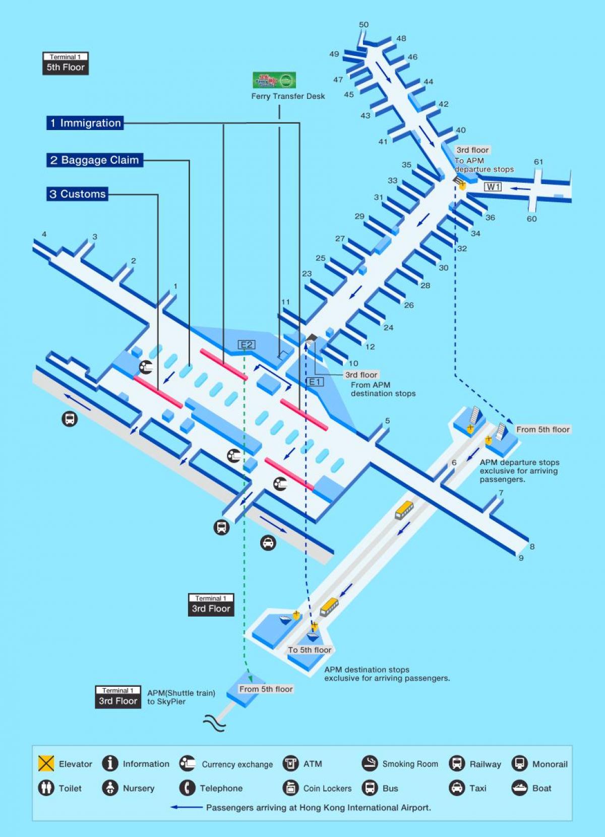 Kaart van de luchthaventerminal van Hong Kong